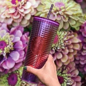 Starbucks 2021 Studded Purple Red Grid Tumbler